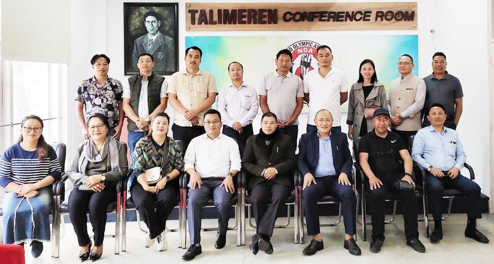 Outgoing and incoming officials of Nagaland Wrestling Association at the handing and taking over ceremony at the NOA Office on June 1.